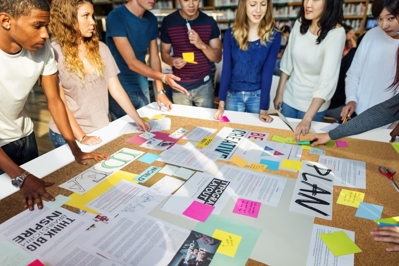 Students working on a project plan